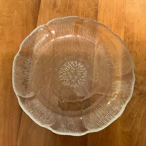 Vintage Arcoroc Fleur Glass Salad Bowl Floral Petal Design Scalloped Edge